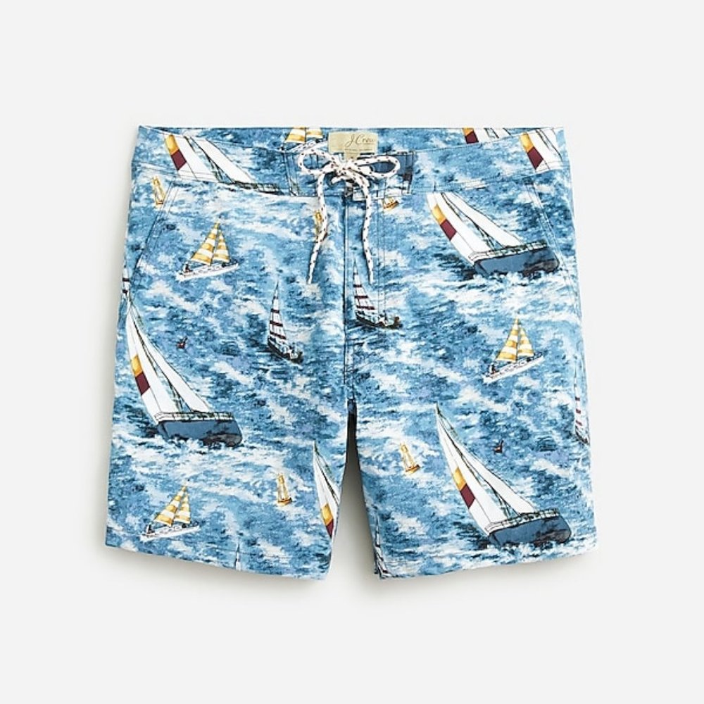 J. Crew 7" Breaker Short in Sailing Print
